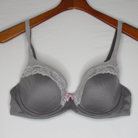 Victoria's Secret Body by Victoria Lined Demi Gray Lace Trim Bra 34D - Picture 6 of 9